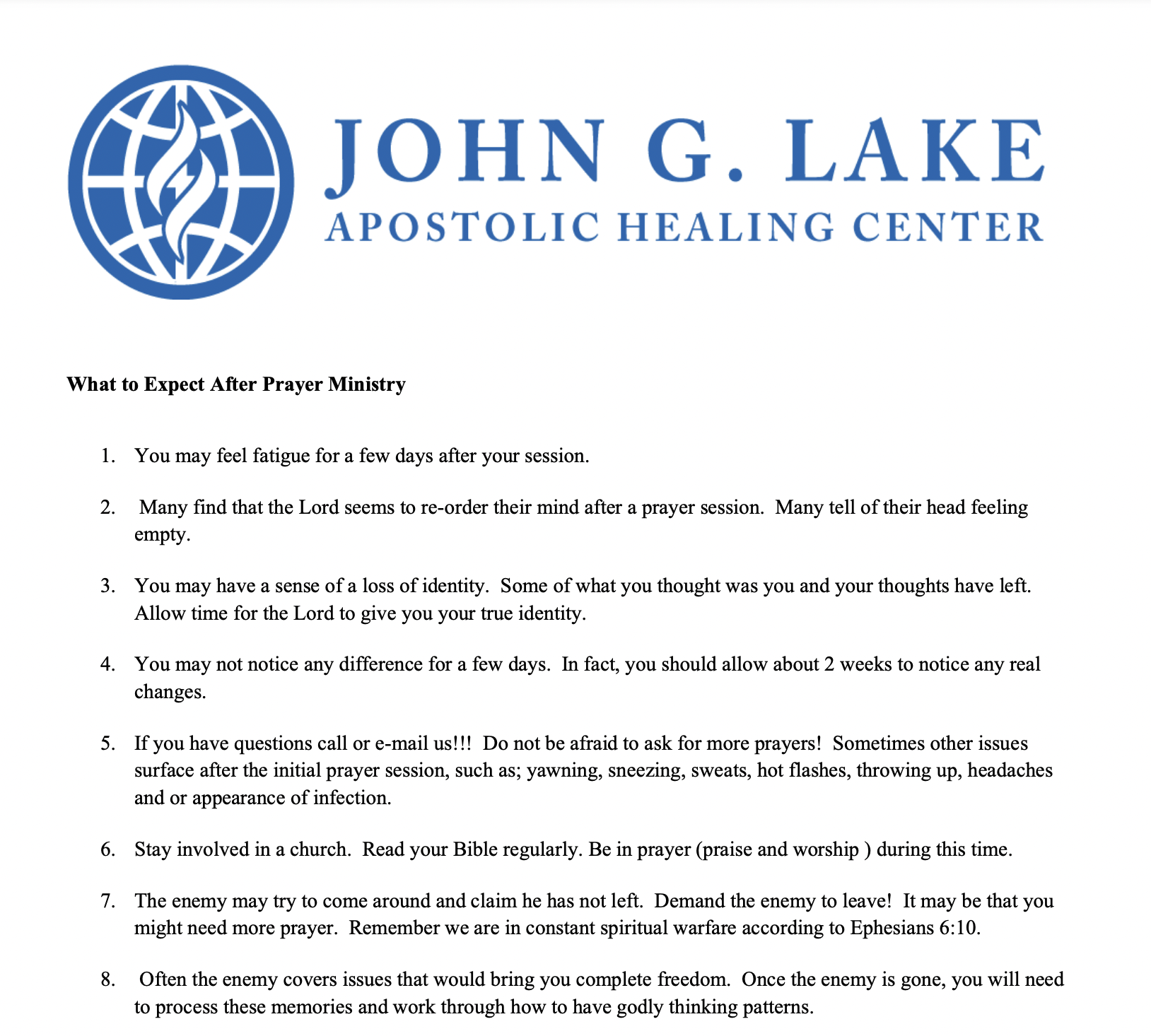 John g lake ministries prayer line